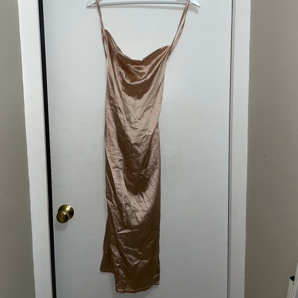Size 6 midi FemmeLuxe silk rose gold dress